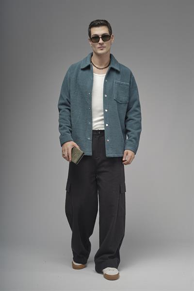 Regular Kalıp Tek Cepli Erkek Peluş Gömlek