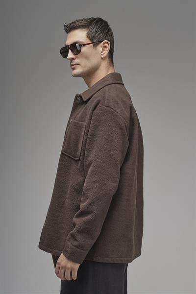 Regular Kalıp Tek Cepli Erkek Peluş Gömlek