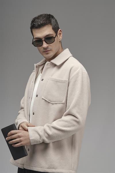 Regular Kalıp Tek Cepli Erkek Peluş Gömlek