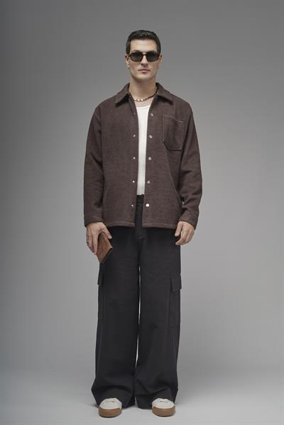 Regular Kalıp Tek Cepli Erkek Peluş Gömlek