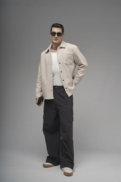 Regular Kalıp Tek Cepli Erkek Peluş Gömlek