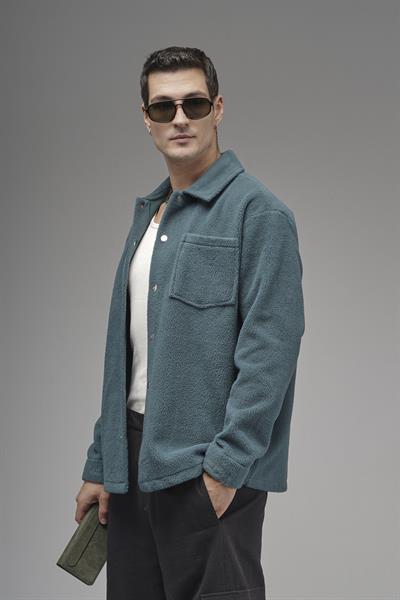 Regular Kalıp Tek Cepli Erkek Peluş Gömlek