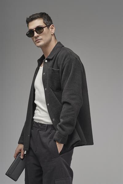 Regular Kalıp Tek Cepli Erkek Peluş Gömlek