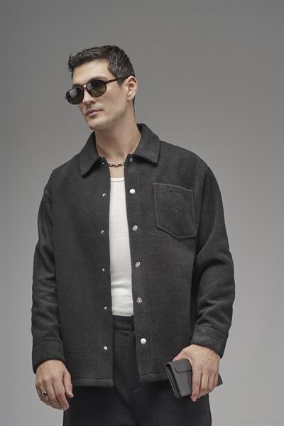Regular Kalıp Tek Cepli Erkek Peluş Gömlek