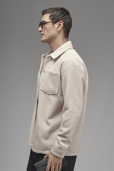 Regular Kalıp Tek Cepli Erkek Peluş Gömlek