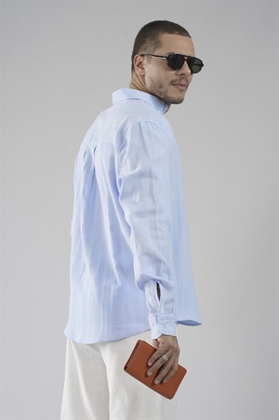 Regular Kalıp Tek Cepli Müslin Erkek Gömlek