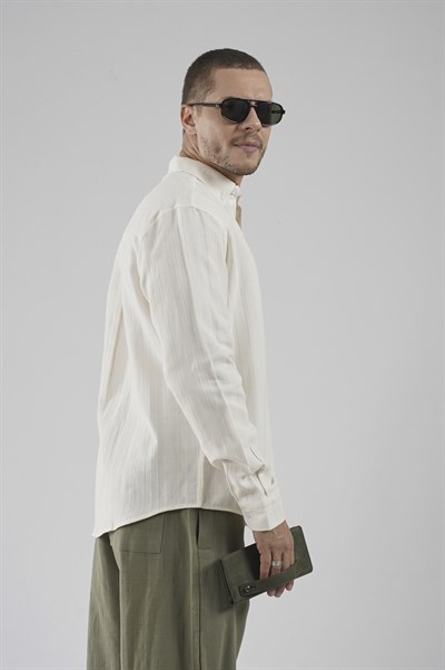 Regular Kalıp Tek Cepli Müslin Erkek Gömlek