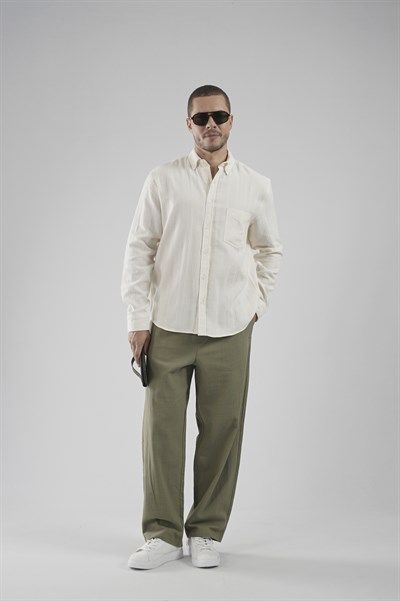 Regular Kalıp Tek Cepli Müslin Erkek Gömlek