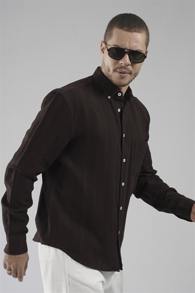 Regular Kalıp Tek Cepli Müslin Erkek Gömlek