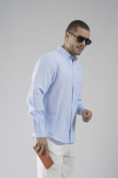 Regular Kalıp Tek Cepli Müslin Erkek Gömlek