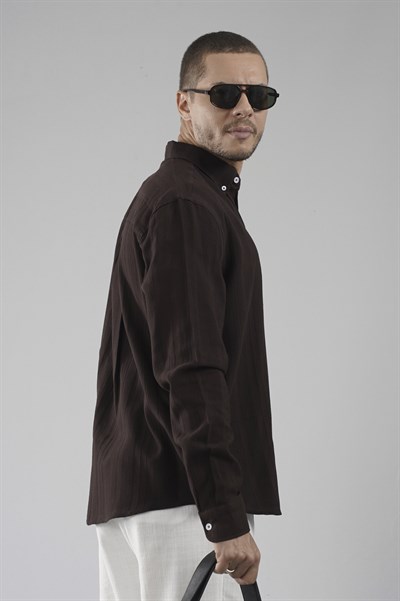 Regular Kalıp Tek Cepli Müslin Erkek Gömlek