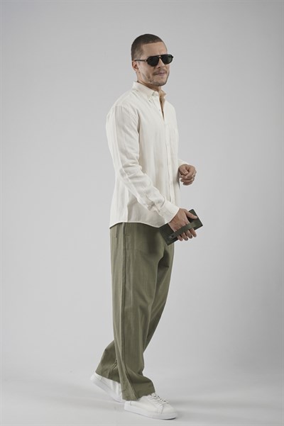 Regular Kalıp Tek Cepli Müslin Erkek Gömlek