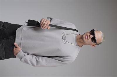 Ribanalı Yaka Reglan Kol Baskılı Oversize Kalıp Sweat