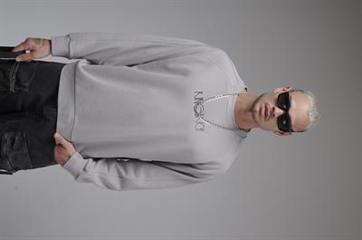 Ribanalı Yaka Reglan Kol Baskılı Oversize Kalıp Sweat