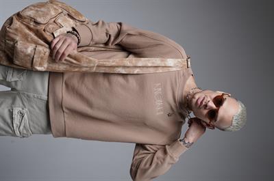 Ribanalı Yaka Reglan Kol Baskılı Oversize Kalıp Sweat