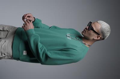 Ribanalı Yaka Reglan Kol Baskılı Oversize Kalıp Sweat