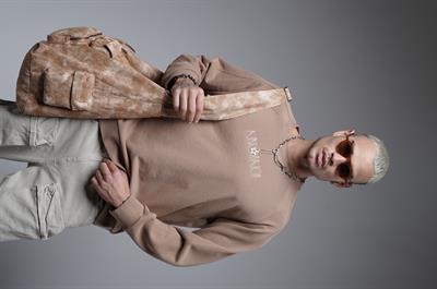 Ribanalı Yaka Reglan Kol Baskılı Oversize Kalıp Sweat