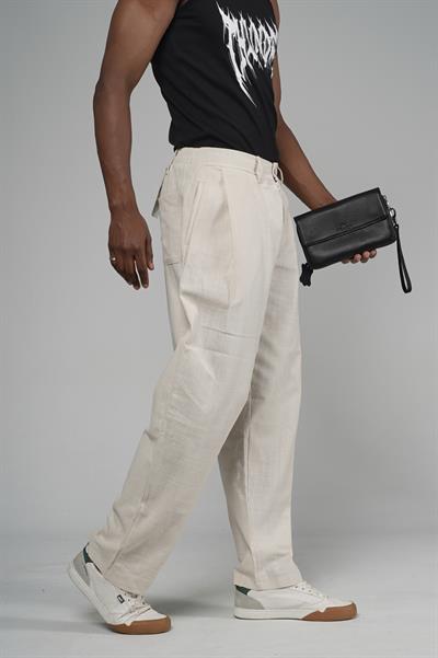 Şalvar Kesim Pileli Keten Pantolon