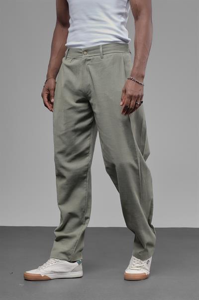 Şalvar Kesim Pileli Keten Pantolon