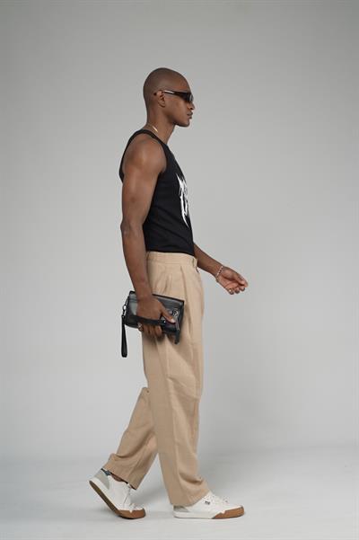 Şalvar Kesim Pileli Keten Pantolon