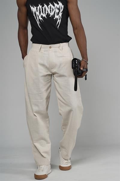 Şalvar Kesim Pileli Keten Pantolon