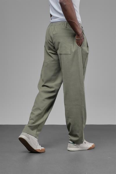 Şalvar Kesim Pileli Keten Pantolon