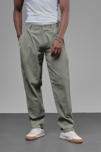 Şalvar Kesim Pileli Keten Pantolon