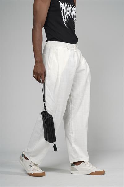 Şalvar Kesim Pileli Keten Pantolon