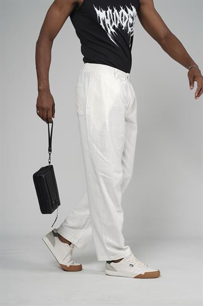 Şalvar Kesim Pileli Keten Pantolon