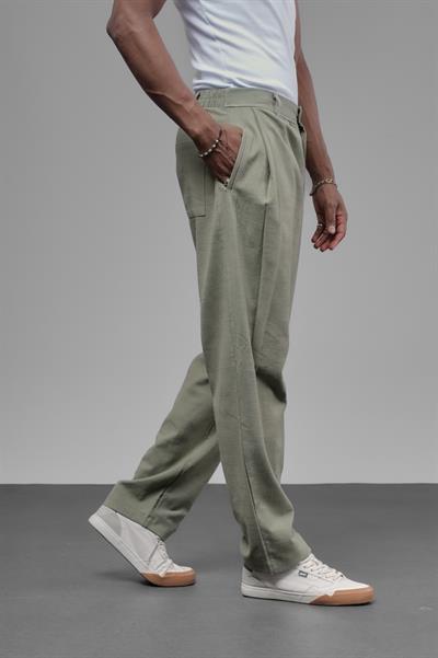 Şalvar Kesim Pileli Keten Pantolon