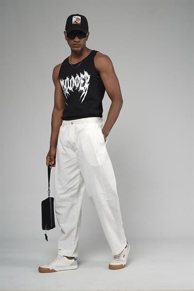 Şalvar Kesim Pileli Keten Pantolon