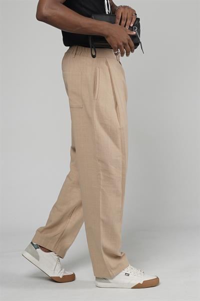 Şalvar Kesim Pileli Keten Pantolon