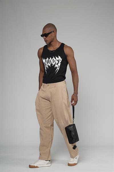 Şalvar Kesim Pileli Keten Pantolon