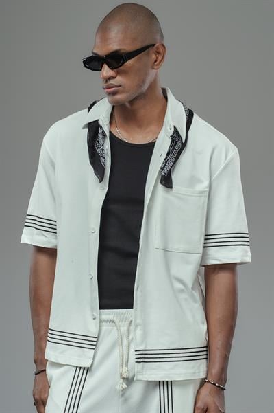 Şeritli Oversize Kalıp Alt Üst Takım