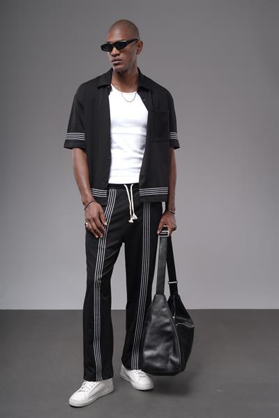 Şeritli Oversize Kalıp Alt Üst Takım