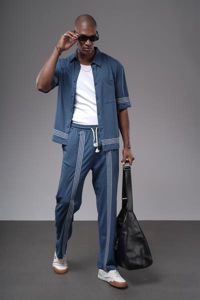 Şeritli Oversize Kalıp Alt Üst Takım