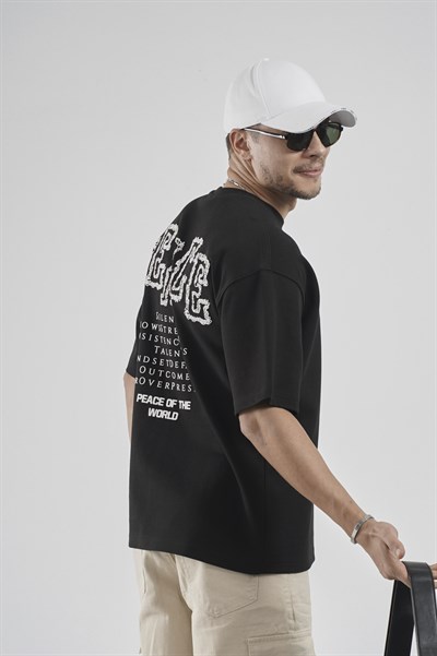 Sırtı Baskı Detaylı Double Face Oversize Kalıp Tişört