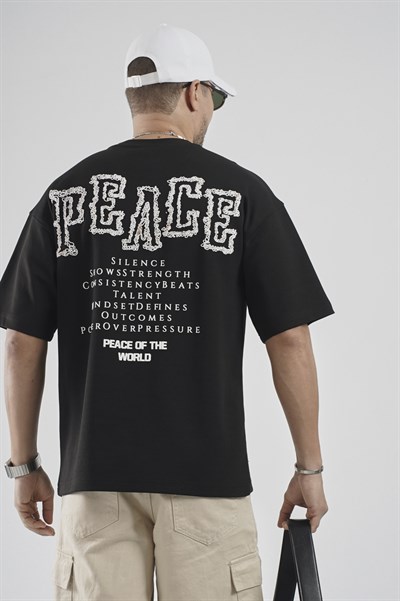 Sırtı Baskı Detaylı Double Face Oversize Kalıp Tişört