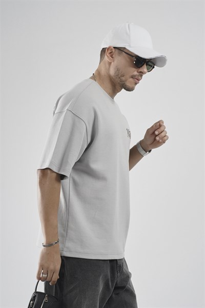 Sırtı Baskı Detaylı Double Face Oversize Kalıp Tişört