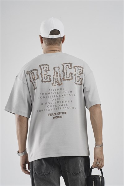 Sırtı Baskı Detaylı Double Face Oversize Kalıp Tişört