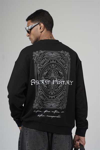 Sırtı Baskılı Oversize Kalıp Erkek Sweatshirt
