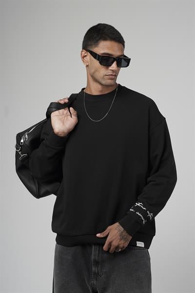 Sırtı Baskılı Oversize Kalıp Erkek Sweatshirt