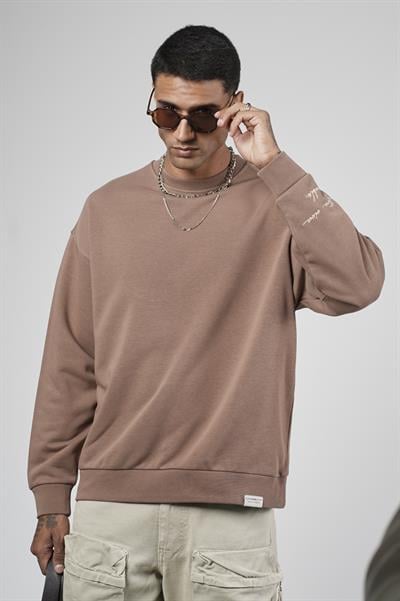 Sırtı Baskılı Oversize Kalıp Erkek Sweatshirt