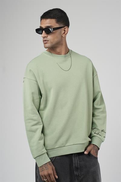 Sırtı Baskılı Oversize Kalıp Erkek Sweatshirt