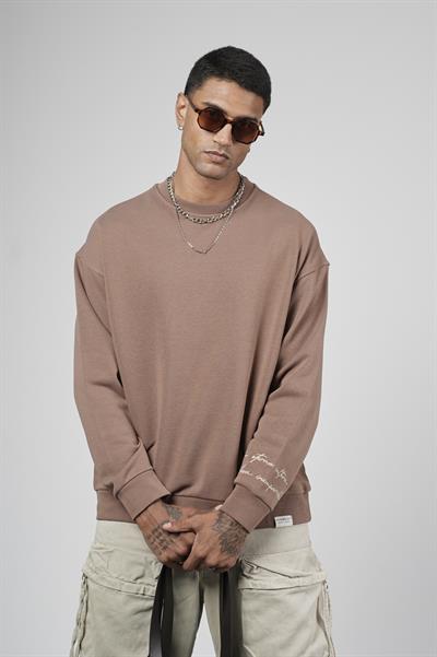 Sırtı Baskılı Oversize Kalıp Erkek Sweatshirt