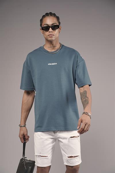 Sırtı Etnik Desenli Baskılı Oversize Kalıp Tişört