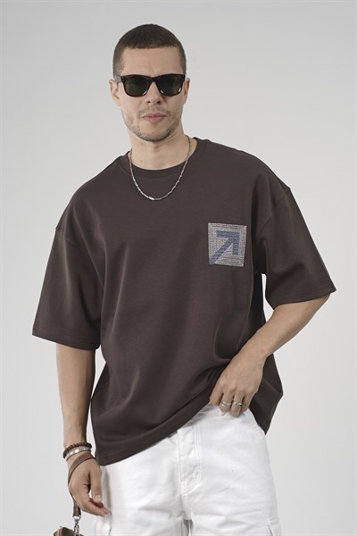 Sırtı Fileli Baskı Detaylı Erkek Oversize Kalıp Tişört