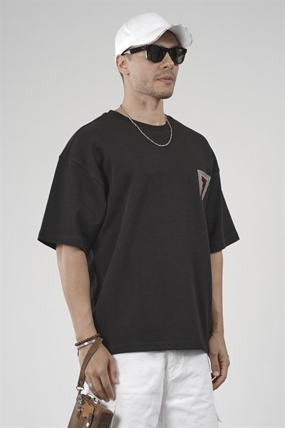 Sırtı Fileli Baskı Detaylı Erkek Oversize Kalıp Tişört