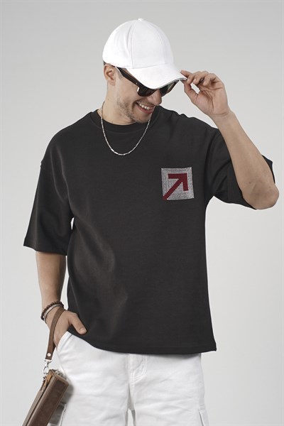 Sırtı Fileli Baskı Detaylı Erkek Oversize Kalıp Tişört