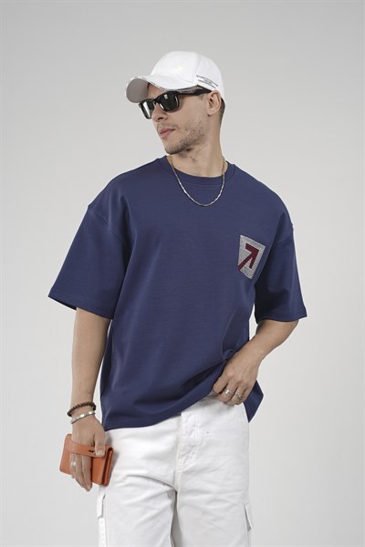 Sırtı Fileli Baskı Detaylı Erkek Oversize Kalıp Tişört